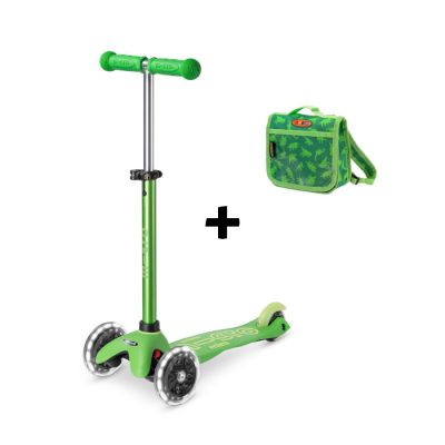 Mini Deluxe LED zelen z nahrbtnikom dinozavri